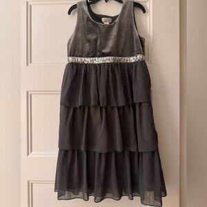 Justice Grey Tiered Formal Dress with Silver Accents